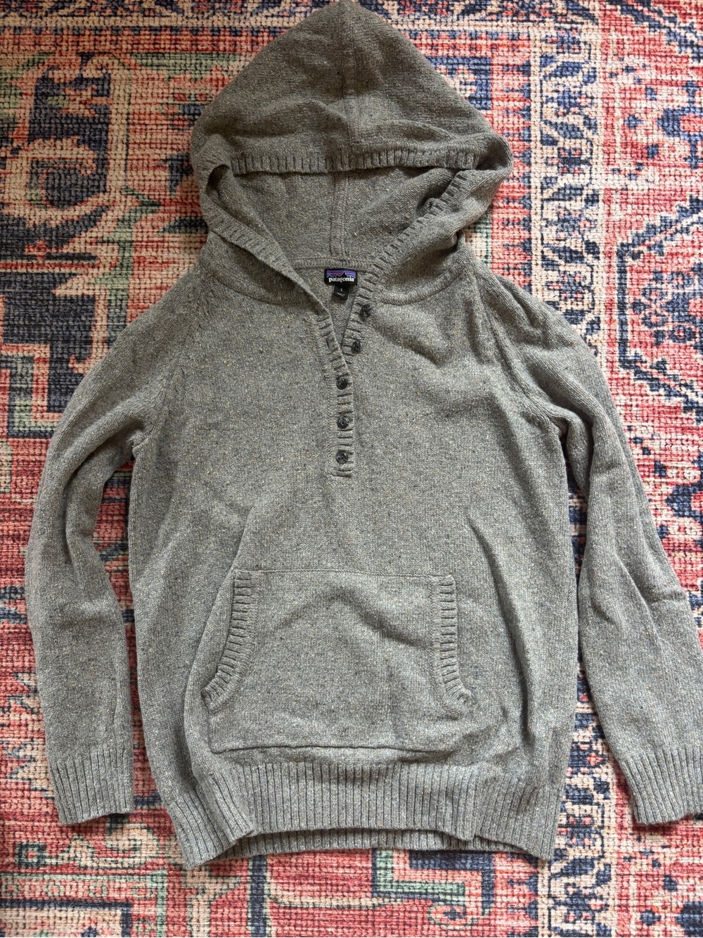 Patagonia Grey Mix Knit Hoodie, S/M